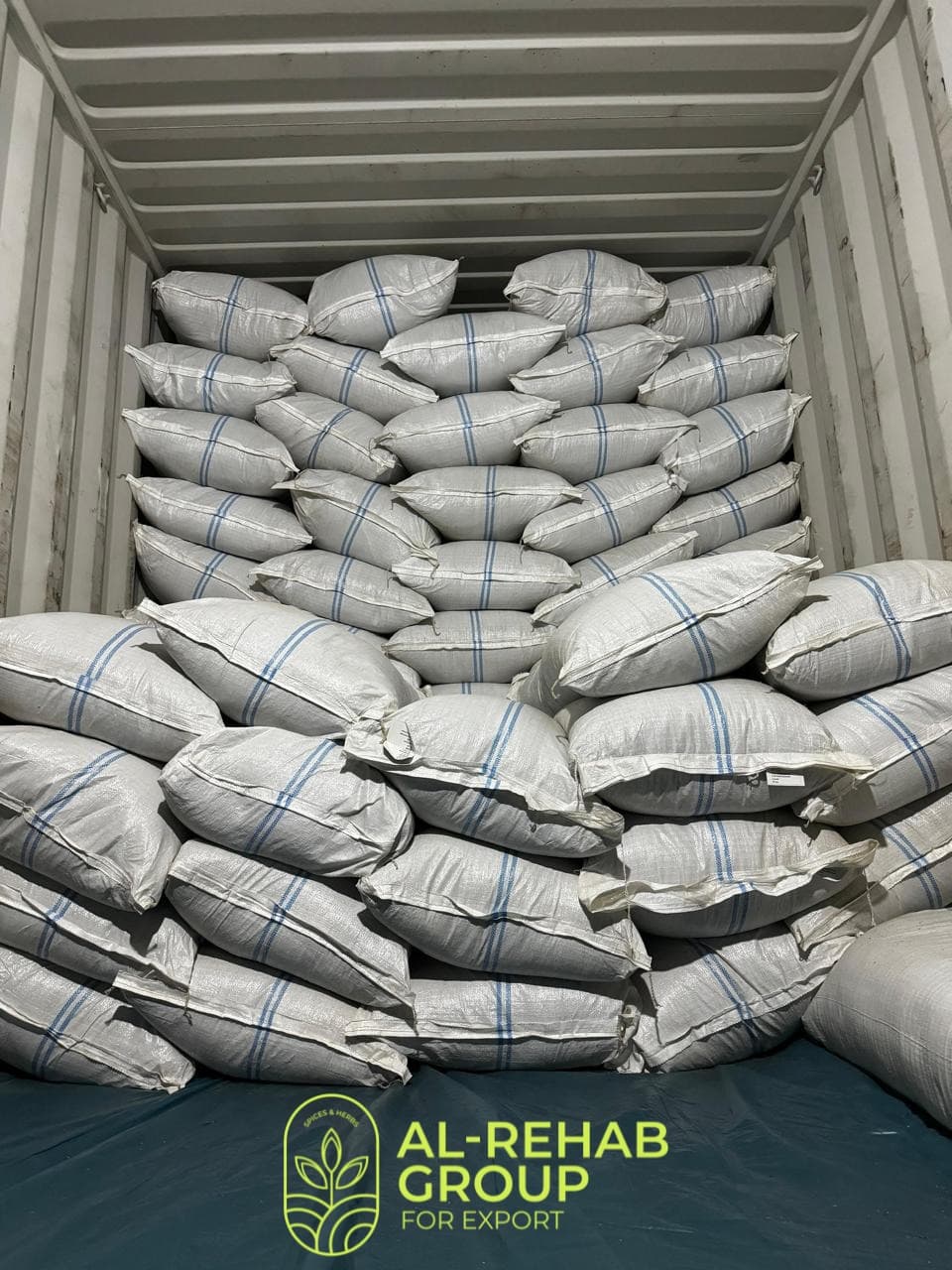 Container loaded with premium herbs in secure packaging